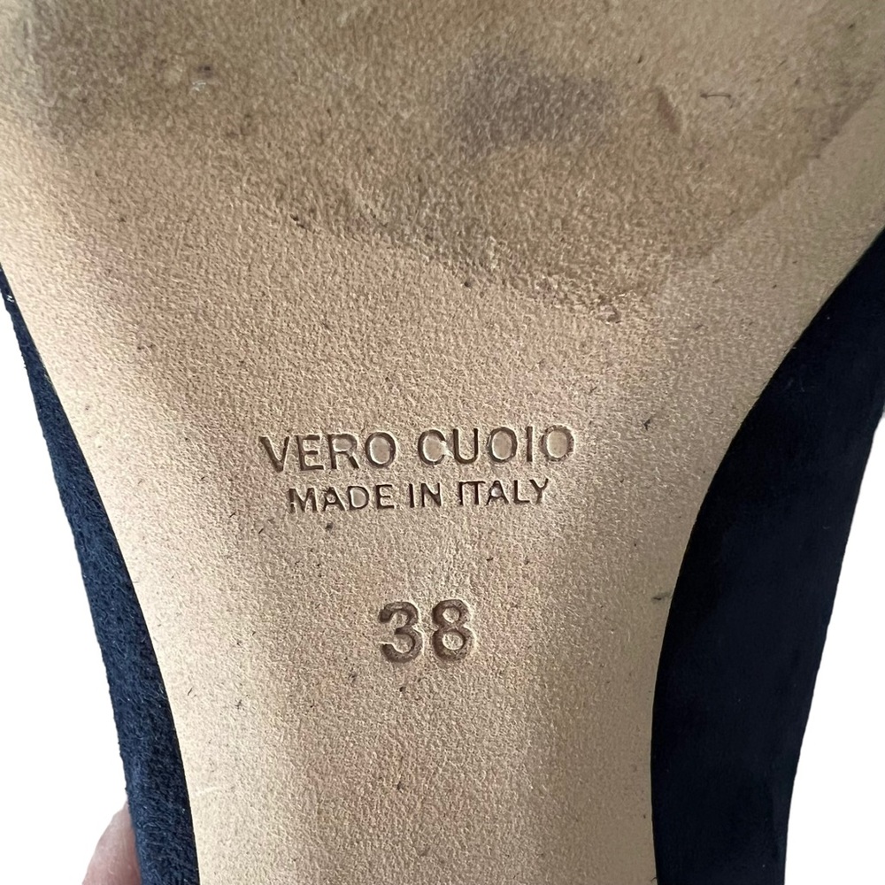 Andrea Carrano RICCIA NAVY SUEDE Mid-Calf Bootie Women’s Size 7.5 - Picture 8 of 12